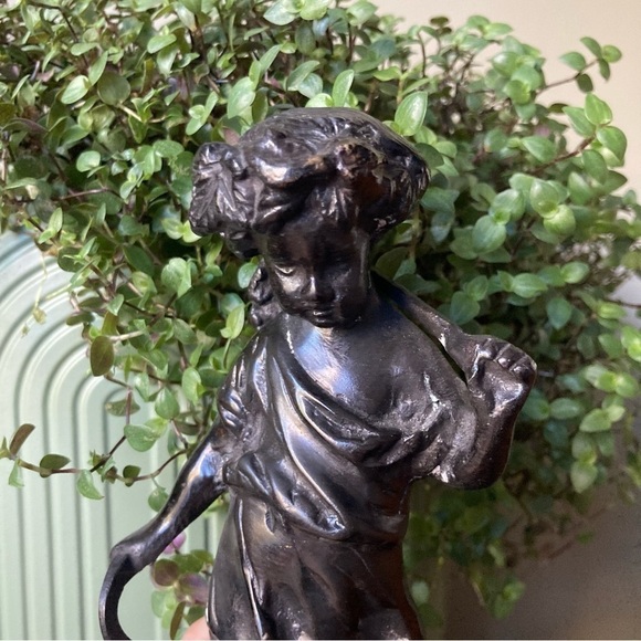 19th Century Vintage Antique Bronze Cast Harvest Putti Child Statue - Picture 4 of 12